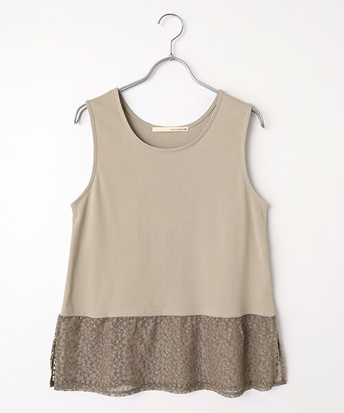 LOGEMENT DE CLAIRE / ロジュモンドクレール タンクトップ | 【コットンフライス＋リーフレースタンクトップ】（ベージュ）