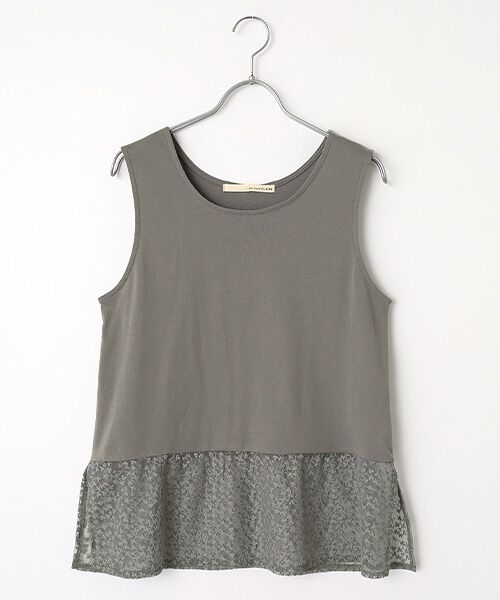 LOGEMENT DE CLAIRE / ロジュモンドクレール タンクトップ | 【コットンフライス＋リーフレースタンクトップ】（グレー）