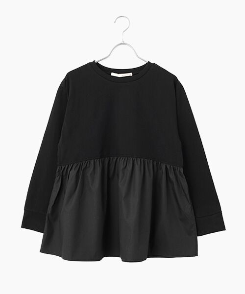 LOGEMENT DE CLAIRE / ロジュモンドクレール カットソー | 【コットン天竺＋ファブリックプルオーバー】（ブラック）