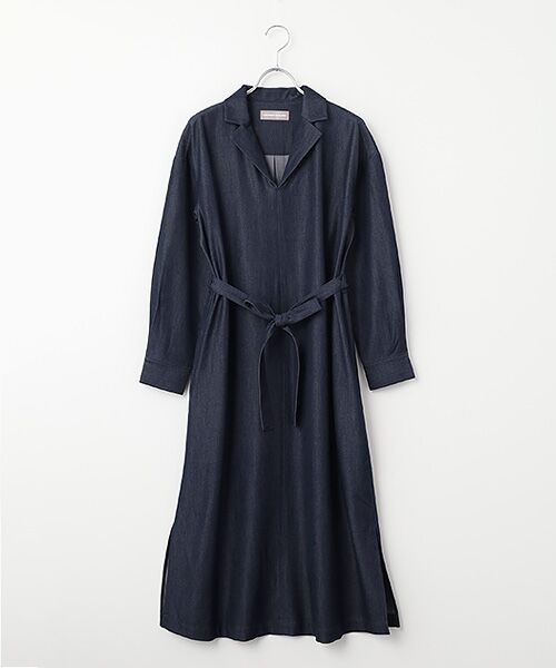 LOGEMENT DE CLAIRE / ロジュモンドクレール ロング・マキシ丈ワンピース | オープンカラーワンピース（インディゴブルー）