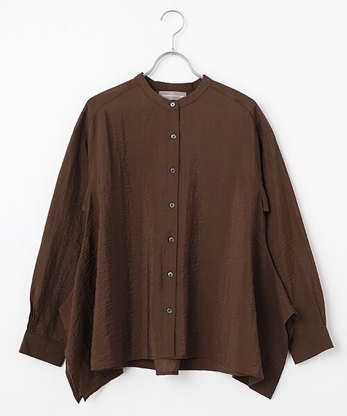 LOGEMENT DE CLAIRE / ロジュモンドクレール シャツ・ブラウス | フレアーヘムピンタックブラウス（ブラウン）