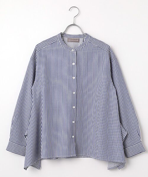 LOGEMENT DE CLAIRE / ロジュモンドクレール シャツ・ブラウス | フレアーヘムピンタックブラウス（ブルー）