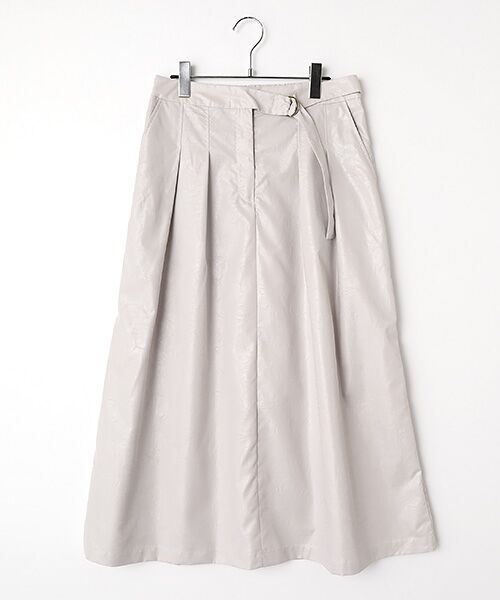 LOGEMENT DE CLAIRE / ロジュモンドクレール ロング・マキシ丈スカート | 【LOURMARIN】タックフレアースカート（グレイッシュベージュ）