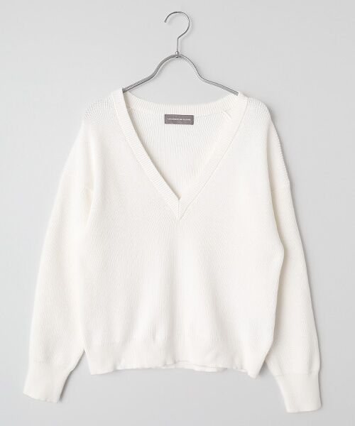 LOGEMENT DE CLAIRE / ロジュモンドクレール ニット・セーター | Vネック片畦プルオーバー（ホワイト）
