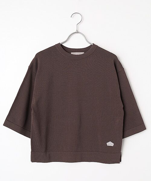 LOGEMENT DE CLAIRE / ロジュモンドクレール ニット・セーター | クルーネック5分袖ニットプルオーバー（ダークブラウン）