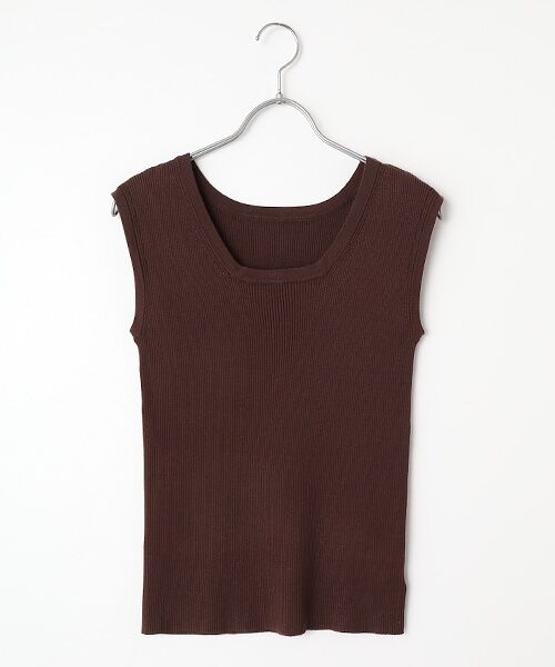 LOGEMENT DE CLAIRE / ロジュモンドクレール ニット・セーター | ハイゲージリブノースリーブプルオーバー（ブラウン）