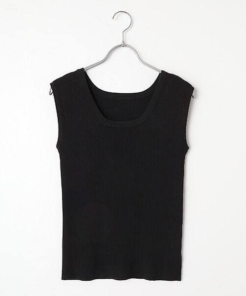 LOGEMENT DE CLAIRE / ロジュモンドクレール ニット・セーター | ハイゲージリブノースリーブプルオーバー（ブラック）