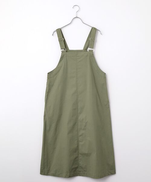 LOGEMENT DE CLAIRE / ロジュモンドクレール ロング・マキシ丈ワンピース | 【リップストップボックスジャンパースカート】（カーキ）