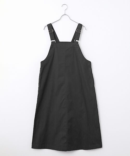 LOGEMENT DE CLAIRE / ロジュモンドクレール ロング・マキシ丈ワンピース | 【リップストップボックスジャンパースカート】（ブラック）