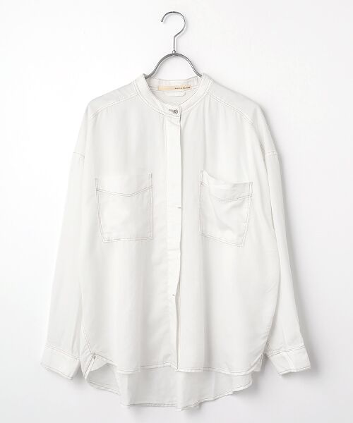 LOGEMENT DE CLAIRE / ロジュモンドクレール シャツ・ブラウス | 【パウダーデニムバンドカラーシャツ】（オフホワイト）