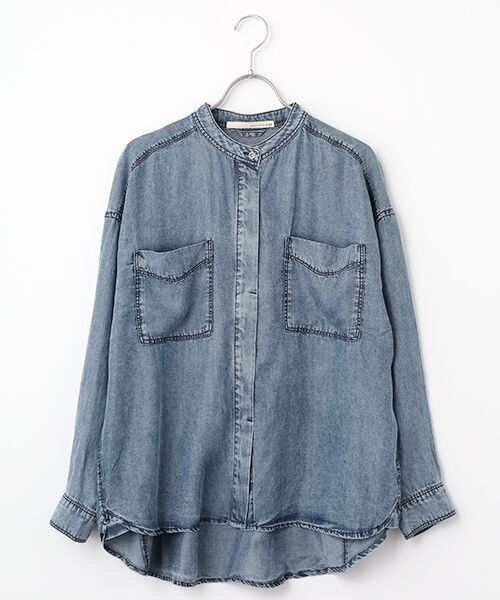 LOGEMENT DE CLAIRE / ロジュモンドクレール シャツ・ブラウス | 【パウダーデニムバンドカラーシャツ】（インディゴブルー）