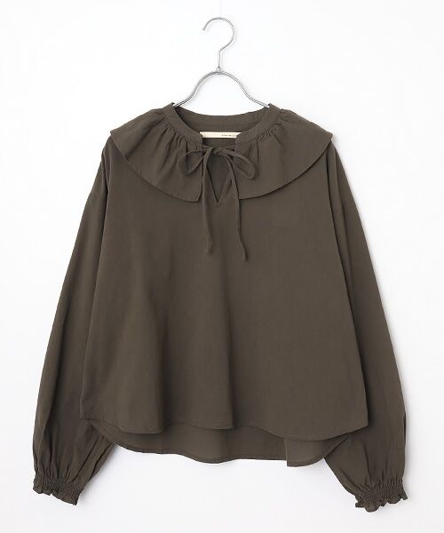 LOGEMENT DE CLAIRE / ロジュモンドクレール シャツ・ブラウス | 【ドライボイルフリルカラーブラウス】（ダークブラウン）