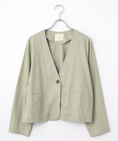 LOGEMENT DE CLAIRE / ロジュモンドクレール ノーカラージャケット | 【リネンレーヨンカラーレスVジャケット】