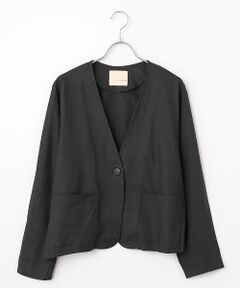 LOGEMENT DE CLAIRE / ロジュモンドクレール ノーカラージャケット | 【リネンレーヨンカラーレスVジャケット】