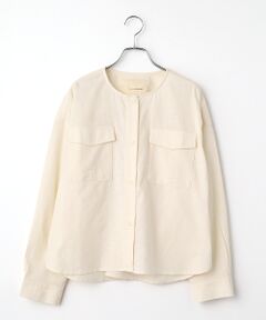 LOGEMENT DE CLAIRE / ロジュモンドクレール ノーカラージャケット | 【綿麻クルーシャツジャケット】