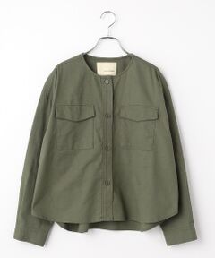 LOGEMENT DE CLAIRE / ロジュモンドクレール ノーカラージャケット | 【綿麻クルーシャツジャケット】
