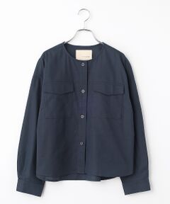 LOGEMENT DE CLAIRE / ロジュモンドクレール ノーカラージャケット | 【綿麻クルーシャツジャケット】