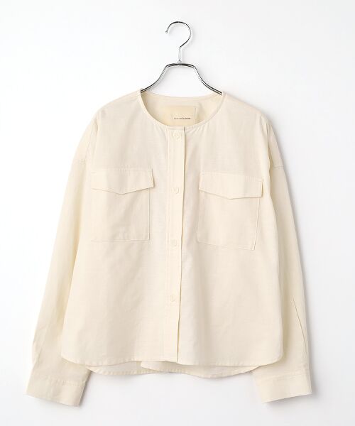 LOGEMENT DE CLAIRE / ロジュモンドクレール ノーカラージャケット | 【綿麻クルーシャツジャケット】（キナリ）