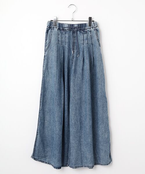 LOGEMENT DE CLAIRE / ロジュモンドクレール その他パンツ | 【パウダーデニムタックワイドパンツ】（インディゴブルー）