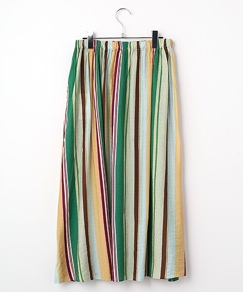 LOGEMENT DE CLAIRE / ロジュモンドクレール ロング・マキシ丈スカート | 【マルチストライプギャザーフレアスカート】 | 詳細2