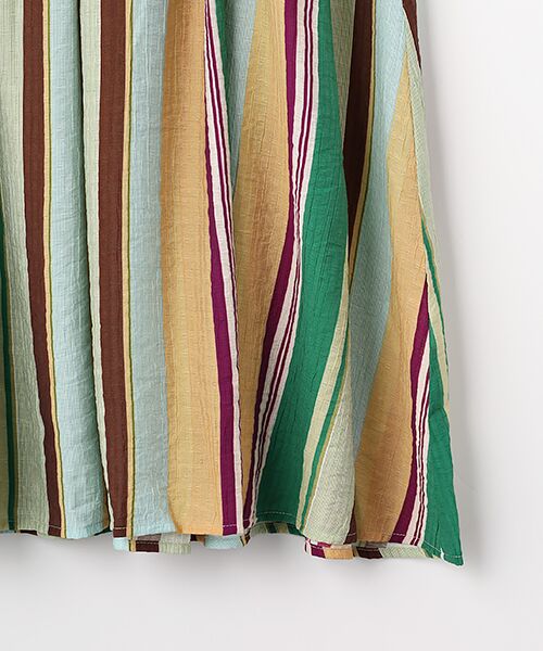 LOGEMENT DE CLAIRE / ロジュモンドクレール ロング・マキシ丈スカート | 【マルチストライプギャザーフレアスカート】 | 詳細4