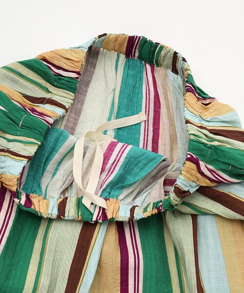 LOGEMENT DE CLAIRE / ロジュモンドクレール ロング・マキシ丈スカート | 【マルチストライプギャザーフレアスカート】 | 詳細5