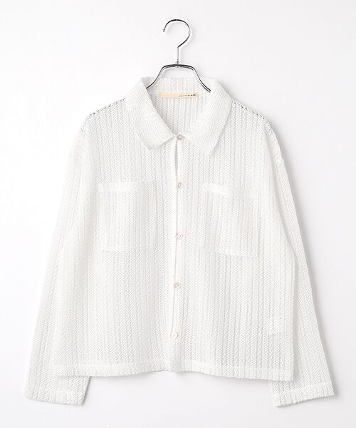 LOGEMENT DE CLAIRE / ロジュモンドクレール シャツ・ブラウス | 【ラッセルレース襟付きカットソーカーディガン】（オフホワイト）