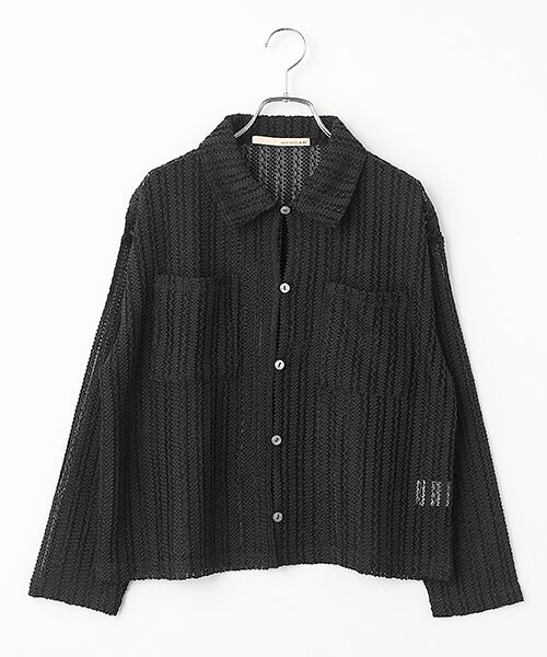 LOGEMENT DE CLAIRE / ロジュモンドクレール シャツ・ブラウス | 【ラッセルレース襟付きカットソーカーディガン】（ブラック）