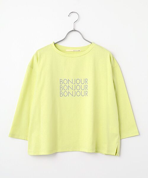 LOGEMENT DE CLAIRE / ロジュモンドクレール カットソー | 【コットン天竺BONJOURロゴプリントTシャツ】（イエロー）