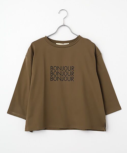 LOGEMENT DE CLAIRE / ロジュモンドクレール カットソー | 【コットン天竺BONJOURロゴプリントTシャツ】（ブラウン）