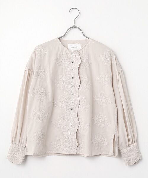 LOGEMENT DE CLAIRE / ロジュモンドクレール シャツ・ブラウス | 【LOURMARIN】バンドカラーレースシャツ（ライトグレー）