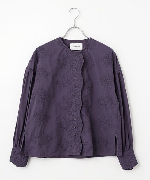 LOGEMENT DE CLAIRE / ロジュモンドクレール シャツ・ブラウス | 【LOURMARIN】バンドカラーレースシャツ（ネイビー）