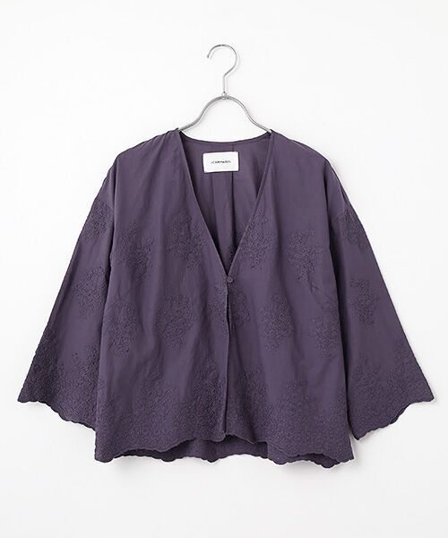 LOGEMENT DE CLAIRE / ロジュモンドクレール その他アウター | 【LOURMARIN】Vネックレース羽織り（ネイビー）