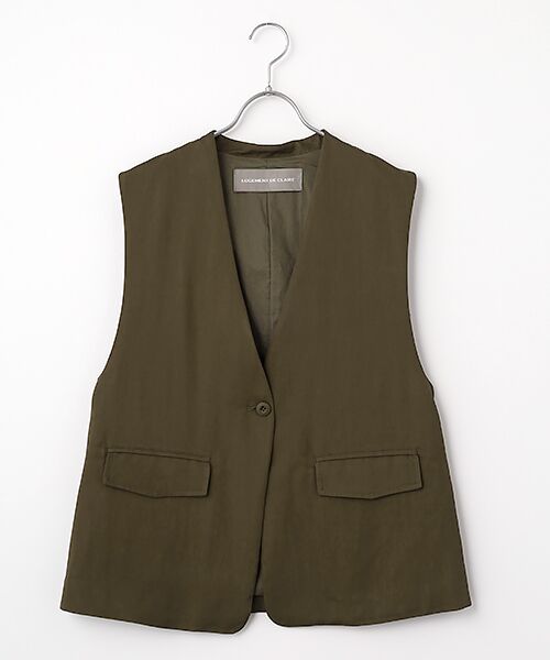 LOGEMENT DE CLAIRE / ロジュモンドクレール ベスト | ポケット付きVネックジレ（ブラウン）