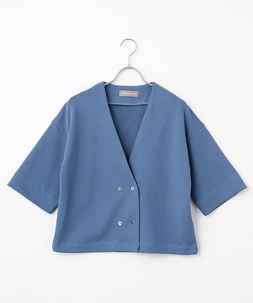 LOGEMENT DE CLAIRE / ロジュモンドクレール カーディガン・ボレロ | ダブル6分袖カーディガン（ブルー）