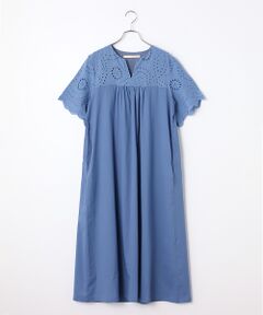 LOGEMENT DE CLAIRE / ロジュモンドクレール ロング・マキシ丈ワンピース | 【スカラップ刺しゅう切替スキッパーワンピース】