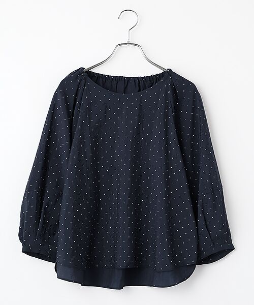LOGEMENT DE CLAIRE / ロジュモンドクレール シャツ・ブラウス | 【アソートプリントランタンブラウス】（ネイビー）