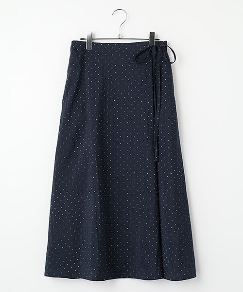 LOGEMENT DE CLAIRE / ロジュモンドクレール ロング・マキシ丈スカート | 【アソートプリントラップ風スカート】（ネイビー）