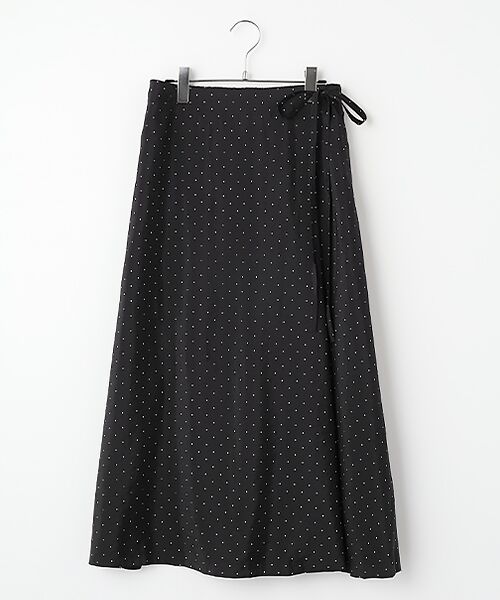 LOGEMENT DE CLAIRE / ロジュモンドクレール ロング・マキシ丈スカート | 【アソートプリントラップ風スカート】（ブラック）