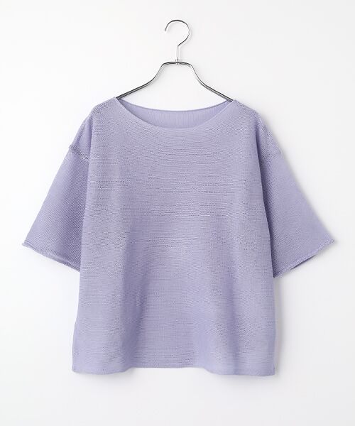 LOGEMENT DE CLAIRE / ロジュモンドクレール ニット・セーター | 【麻タッチ天竺ボートネックハーフスリーブプルオーバー】（ラベンダー）