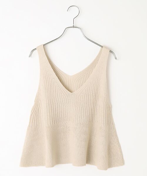 LOGEMENT DE CLAIRE / ロジュモンドクレール ベスト | 【麻タッチリブ＋片畦ペプラムベスト】（ライトベージュ）