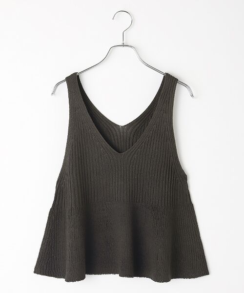 LOGEMENT DE CLAIRE / ロジュモンドクレール ベスト | 【麻タッチリブ＋片畦ペプラムベスト】（チャコールグレー）