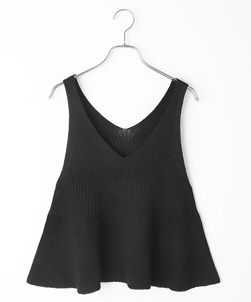 LOGEMENT DE CLAIRE / ロジュモンドクレール ベスト | 【麻タッチリブ＋片畦ペプラムベスト】（ブラック）