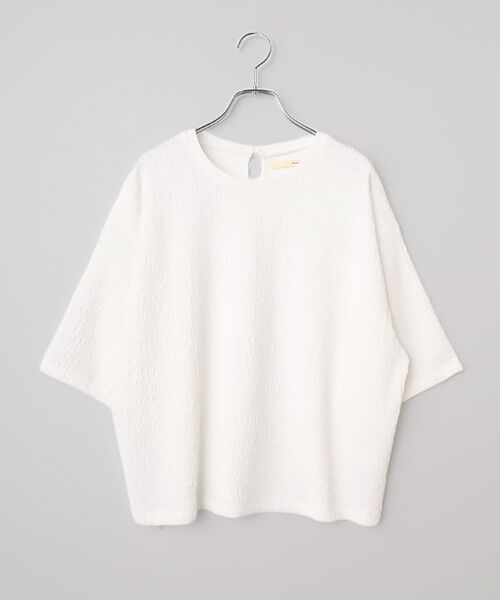 LOGEMENT DE CLAIRE / ロジュモンドクレール カットソー | 【ふくれ地柄ドルマンカットプルオーバー】（オフホワイト）