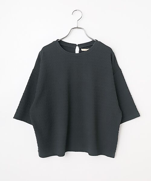 LOGEMENT DE CLAIRE / ロジュモンドクレール カットソー | 【ふくれ地柄ドルマンカットプルオーバー】（チャコールグレー）