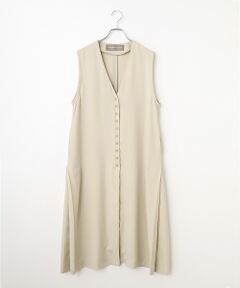 Vネックジレワンピース
