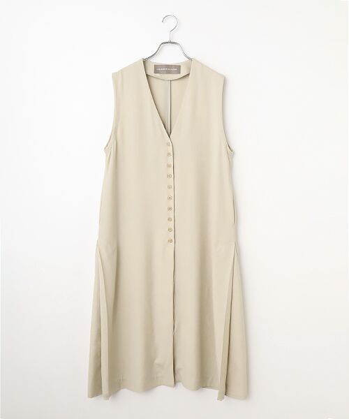 LOGEMENT DE CLAIRE / ロジュモンドクレール ロング・マキシ丈ワンピース | Vネックジレワンピース（ベージュ）