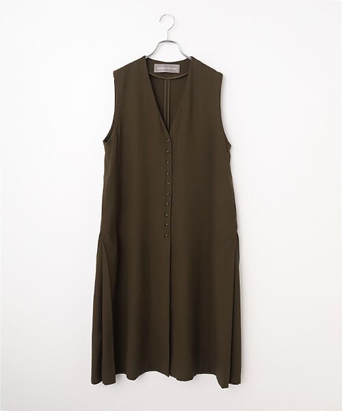 LOGEMENT DE CLAIRE / ロジュモンドクレール ロング・マキシ丈ワンピース | Vネックジレワンピース（ブラウン）