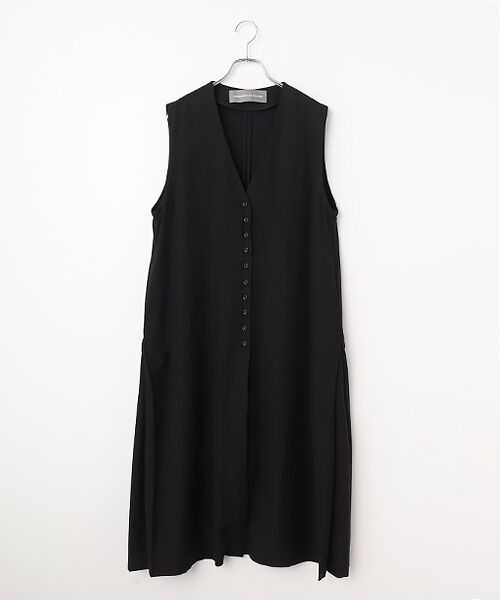LOGEMENT DE CLAIRE / ロジュモンドクレール ロング・マキシ丈ワンピース | Vネックジレワンピース（ブラック）