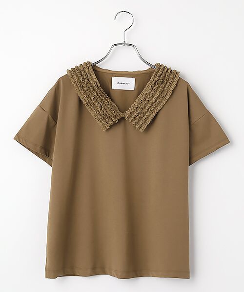 LOGEMENT DE CLAIRE / ロジュモンドクレール カットソー | 【LOURMARIN】フリルカラープルオーバー（キャメル）